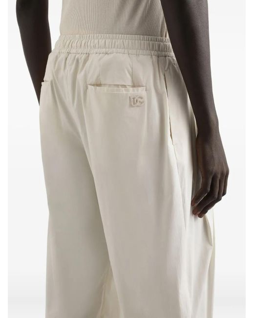 Dolce & Gabbana White Pleated Drawstring Trousers for men