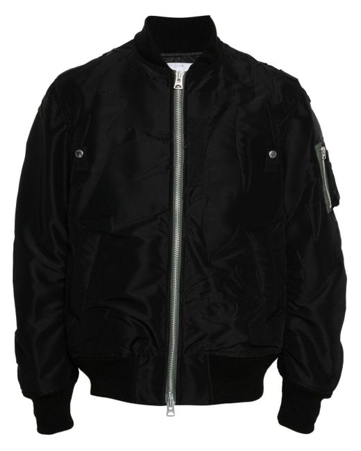 Sacai Black Embroidered-patch Bomber Jacket for men