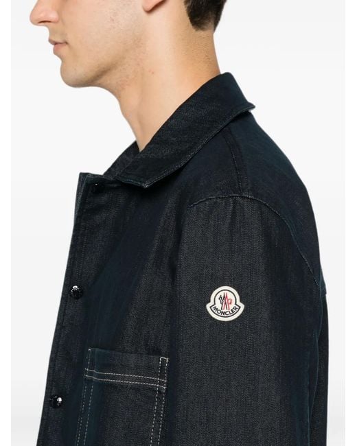 Moncler Blue Patch-Pocket Denim Jacket for men