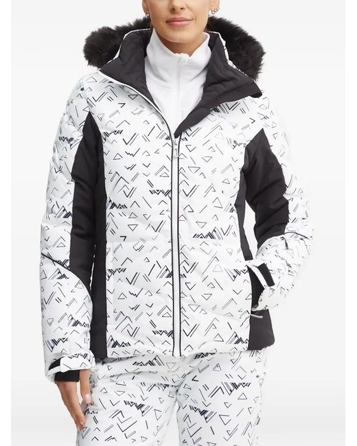 Rossignol Gray Geometrische Staci Skijacke Aus Faux Fur