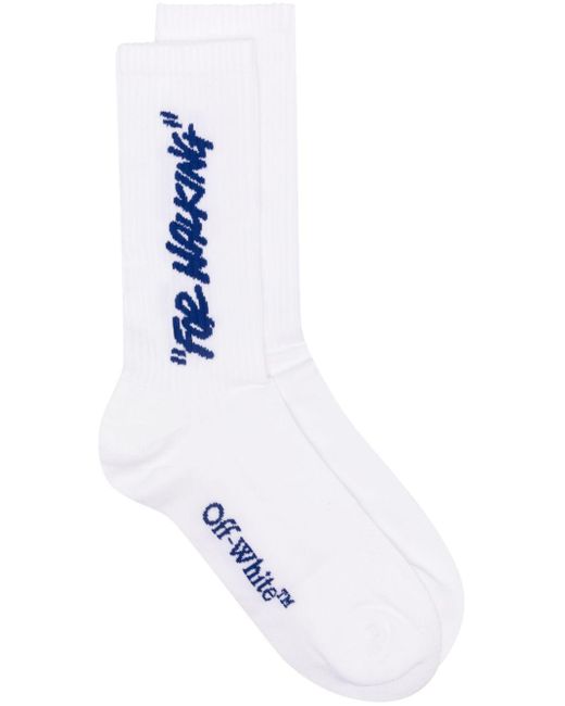 Off White c o Virgil Abloh for Walking Ribbed Crew Socks in White for Men Lyst