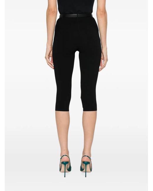 Self-Portrait Black Ribbed-Knit Cropped Trousers