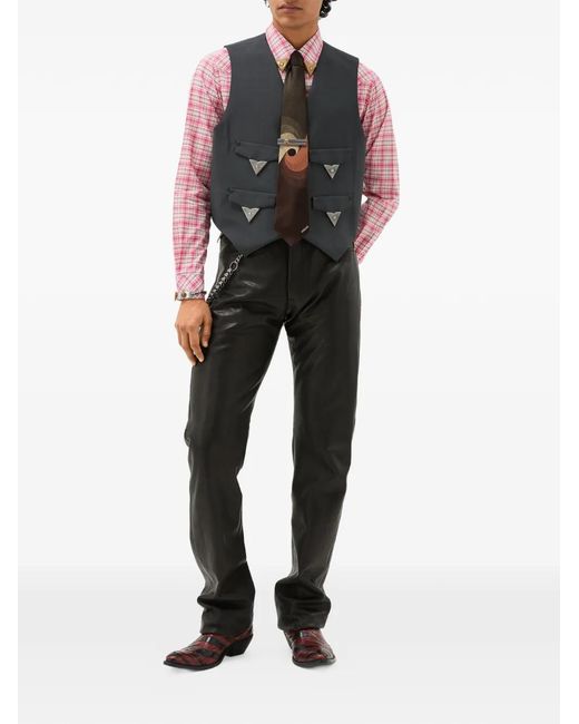 Versace Black Leather Pants for men
