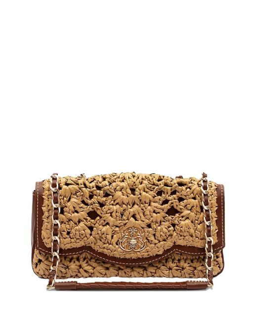 Isla Brown Schultertasche mit Webmuster