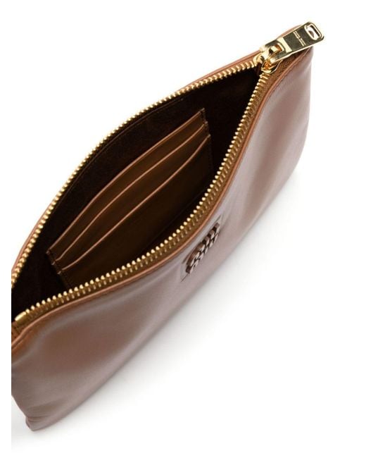 Bolso de mano con placa del logo Miu Miu de color Brown