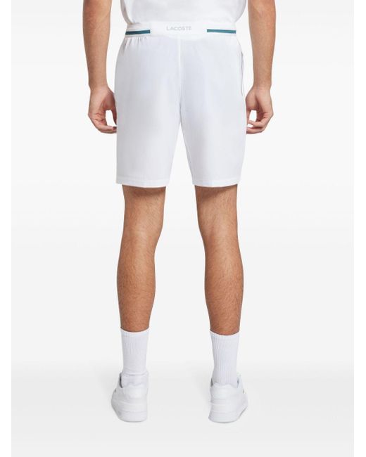 Lacoste White X Novak Djokovic Stripe-tipping Shorts for men