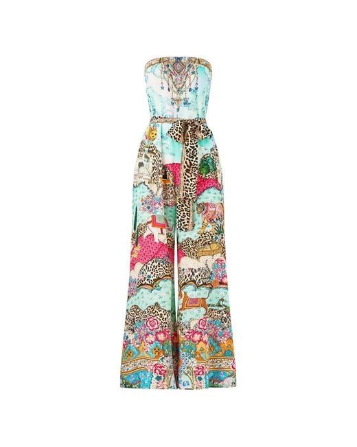 Camilla White Tie-Waist Strapless Jumpsuit