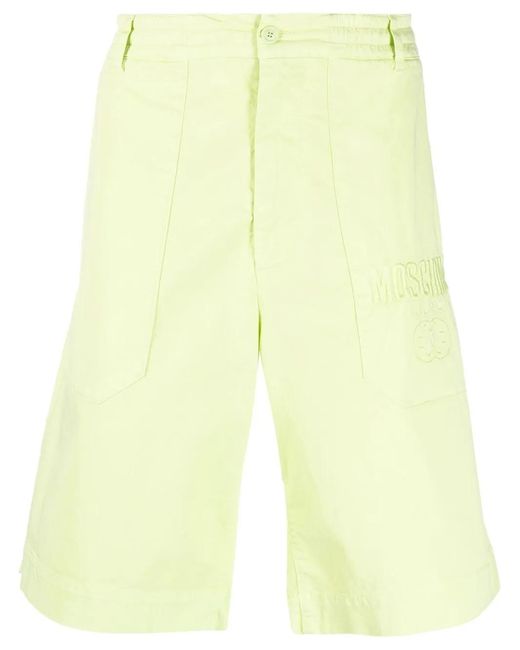 Moschino Yellow Embroidered-Logo Detail Shorts for men
