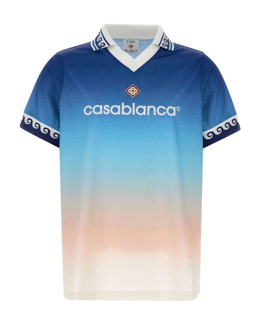 Polo Con Monogramma Jacquard di Casablanca in Blue da Uomo