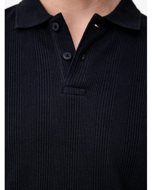 Marc O' Polo Black Ribbed Short-Sleeve Polo Shirt for men