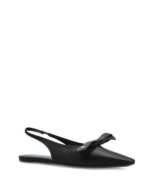 Balenciaga Black Bow Slingback Flat Pumps