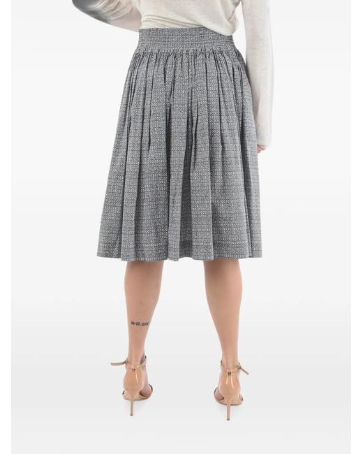 Woolrich Gray Midi Diamond-Pattern Pleated Skirt