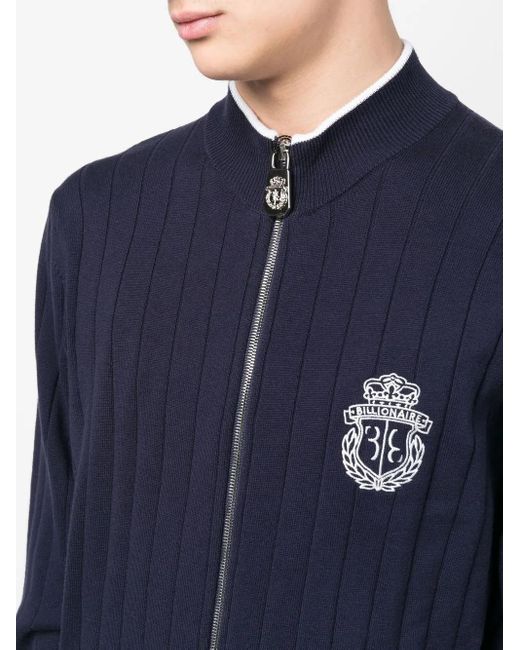 Billionaire Ribgebreide Pullover in het Blue voor heren