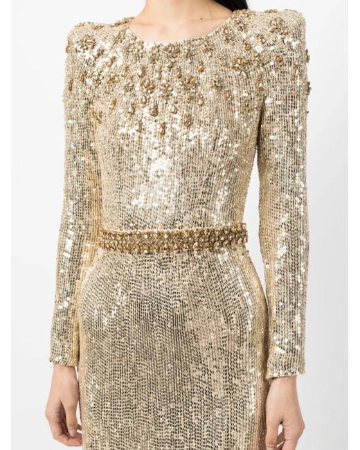 Abito Da Sera Con Paillettes Georgia di Jenny Packham in Natural