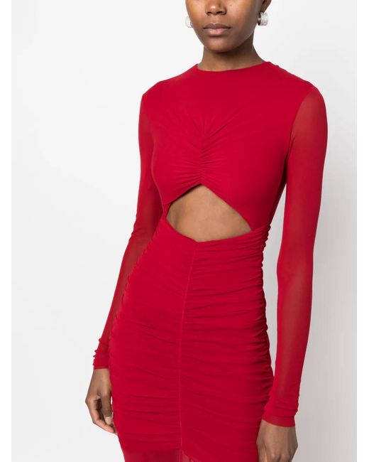 Philosophy Di Lorenzo Serafini Red Cut-Out Ruched Maxi Dress
