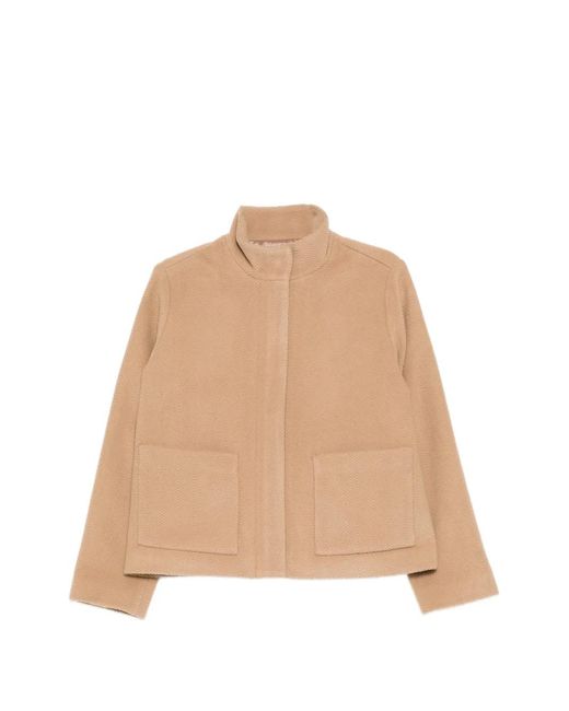 Eileen Fisher Natural Herringbone Pocket Jacket