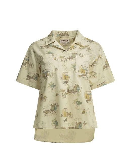 Filson White Chemise Imprimée À Manches Courtes