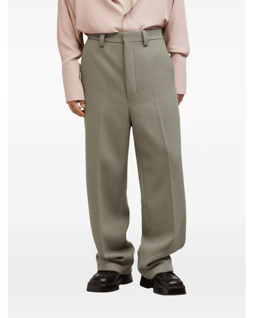 AMI Gray Wide-Leg Knitted Trousers for men