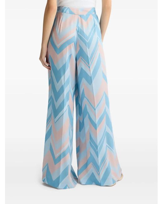 Liu Jo Blue Soft Light And Printed Trousers
