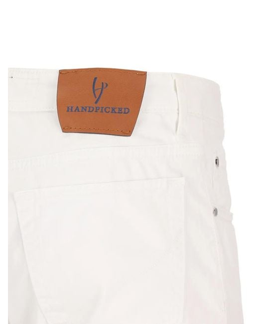 Hand Picked White Ravello Logo-Patch Jeans for men