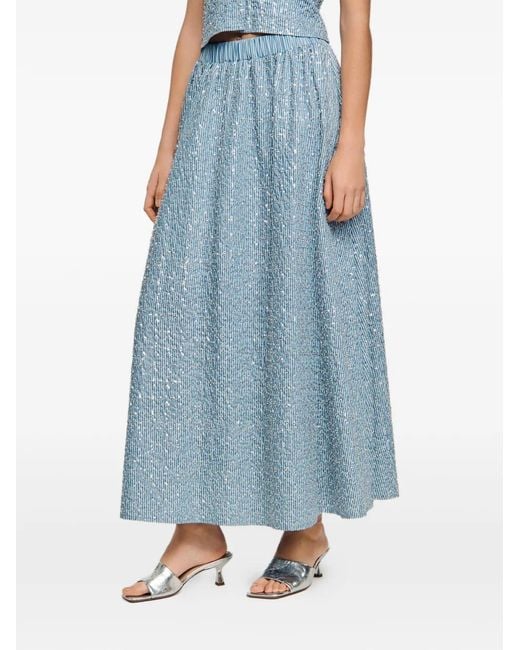 Sandro Blue Maxi Sequined Skirt