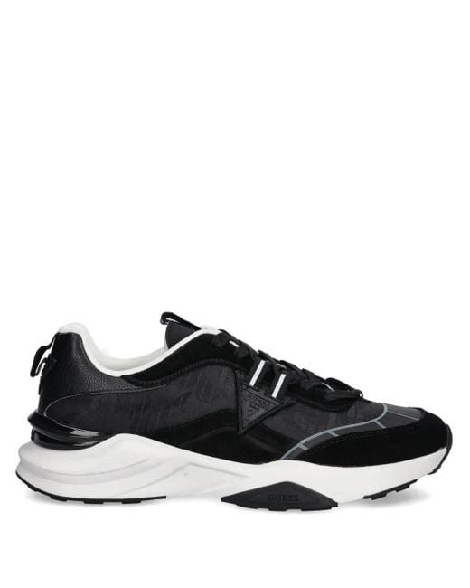 Guess Black Lace-Up Panelled Sneakers for men