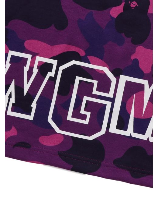 A Bathing Ape Purple Shark Camouflage-Print T-Shirt for men