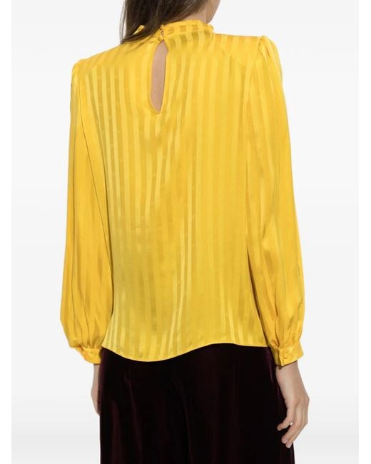 Valentino Garavani Yellow Vlogo Striped Jacquard Top