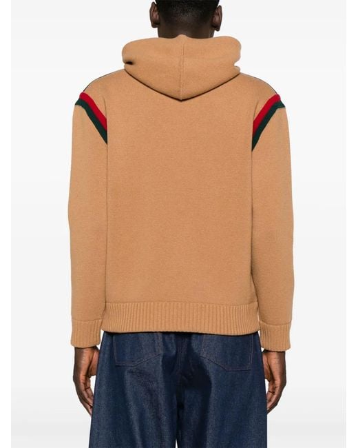 Gucci Brown Wool Knitted Hooded Sweatshirt for men