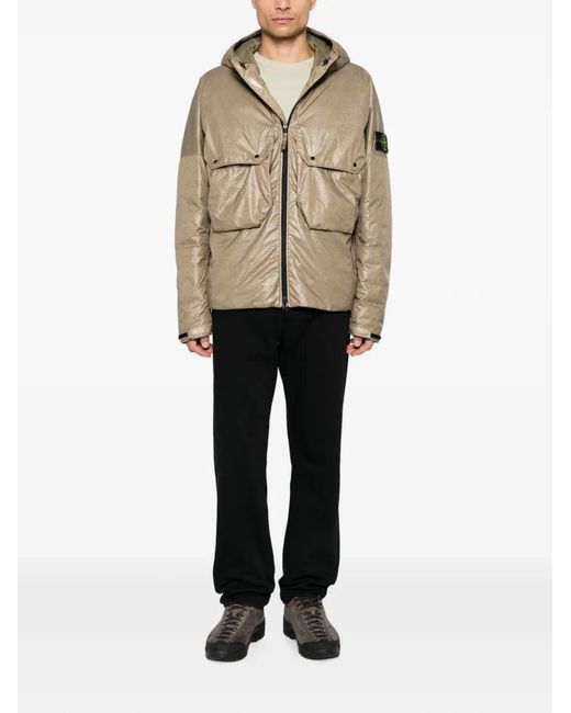 Stone Island Natural Logo-Patch Hooded Padded Jacket for men