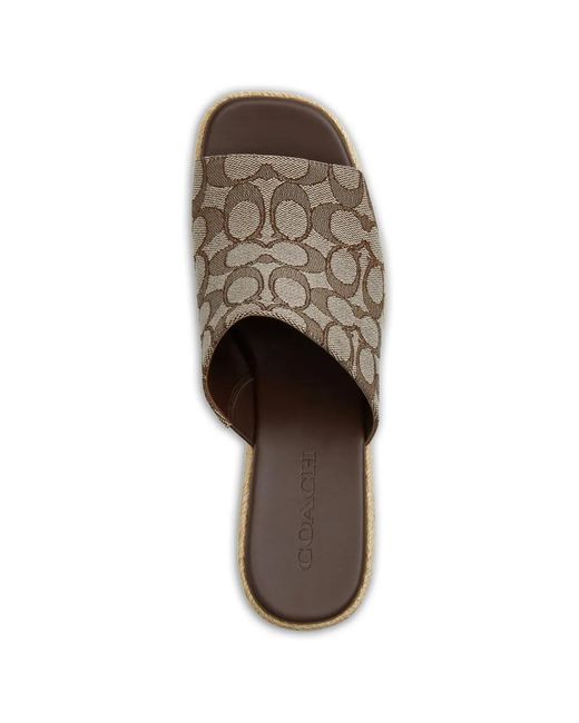 COACH Brown Logo Platform Sandals