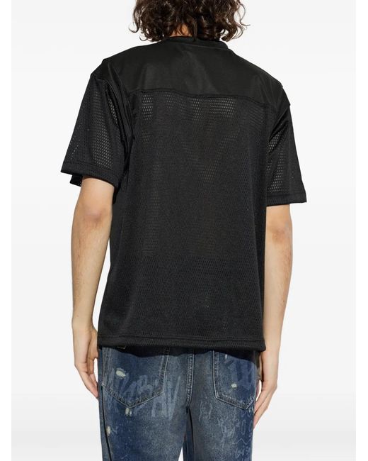 M I S B H V Black T-Shirt À Col V Et Empiècements for men