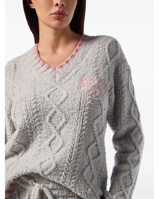 Maglione Con Scollo A V di Philipp Plein in Gray