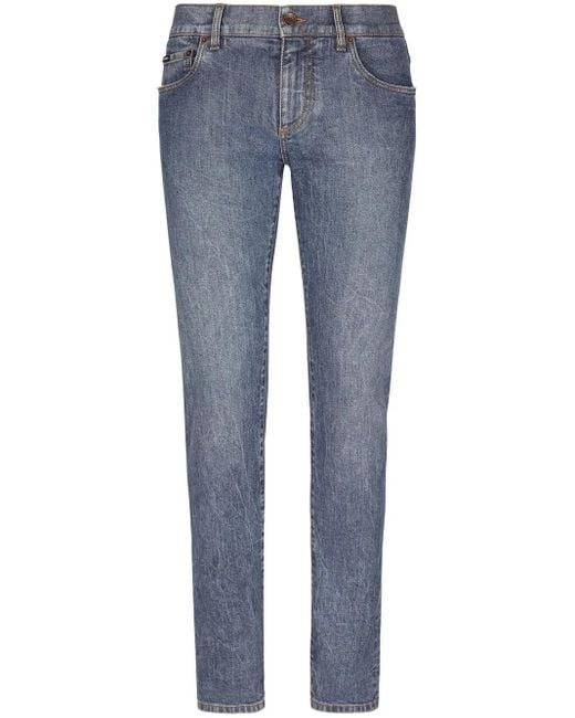 Jean Skinny À Logo Appliqué Dolce & Gabbana pour homme en coloris Blue