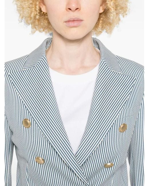 Circolo 1901 Blue Striped Double-Breasted Jacket