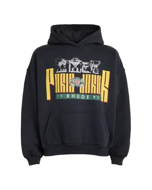 Rhude Black Trofeo Logo-Print Hoodie for men