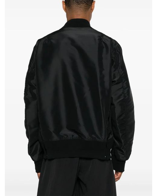 Sacai Black Shiny Bomber Jacket With Functional Pockets for men
