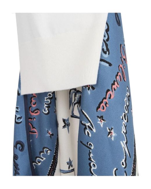 Fendi White Silk-Panel Wool Jumper