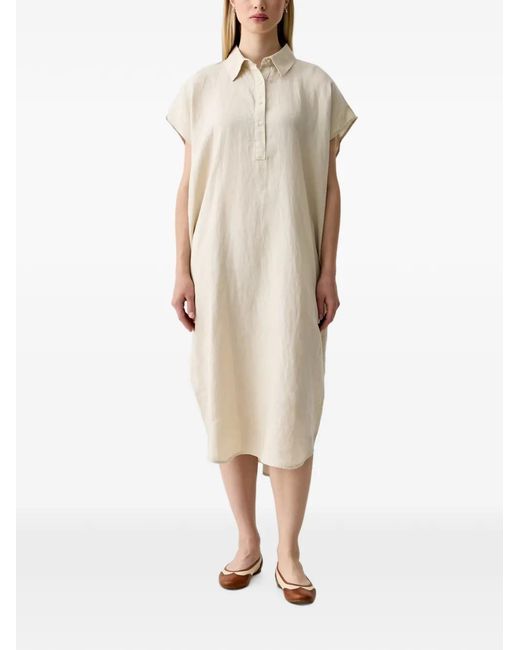 Benetton Natural Short-Sleeved Midi Shirt Dress