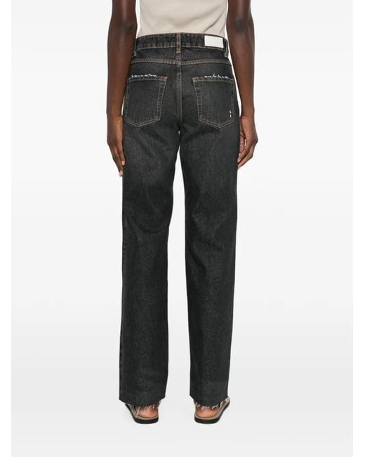 ICON DENIM Black Star-Embroidered Distressed-Finish Jeans