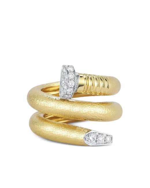 David Webb Metallic 18K Hammered Nail Diamond Ring