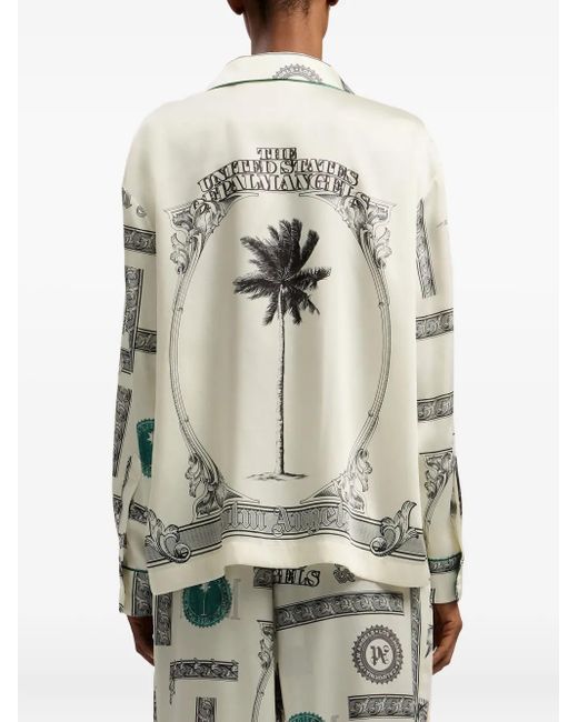 Palm Angels Natural Dollar Print Shirt