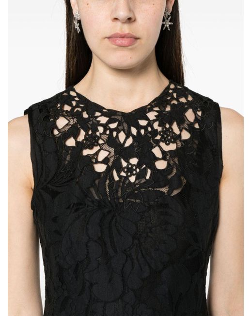 N°21 Black Floral-lace Midi Dress