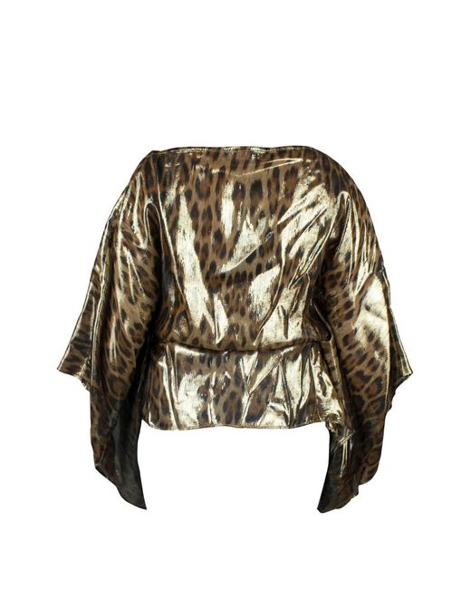 Roberto Cavalli Green Silk Kaftan With Leopard Print
