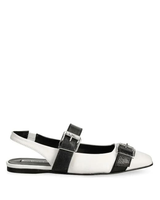 Karl Lagerfeld Black Konnie Double Strap Ballet Flats