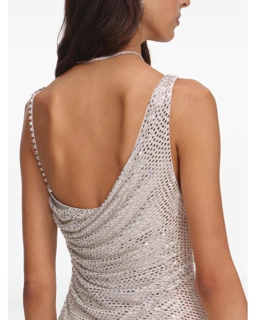 Self-Portrait White Rhinestone-Embellished Mini Dress