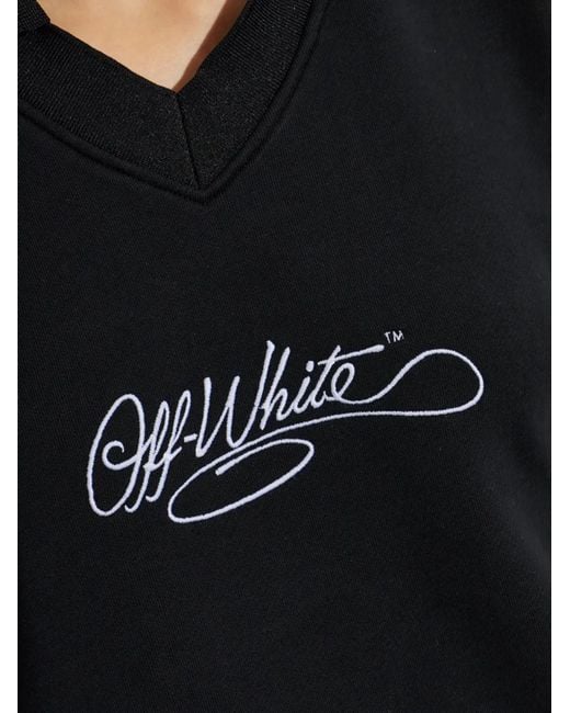 Off-White c/o Virgil Abloh Black Logo-Embroidered V-Neck Sweatshirt