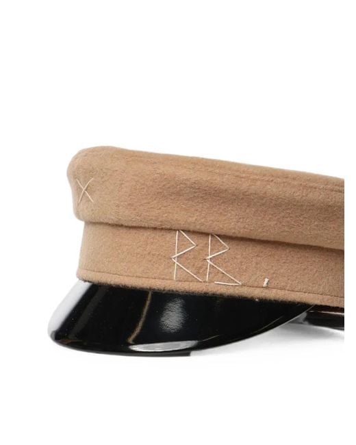 Ruslan Baginskiy Natural Logo-Embroidered Patent-Peak Baker Boy Hat