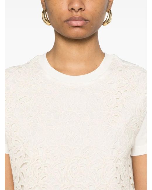 Moncler White Mc Natural Lace T-Shirt