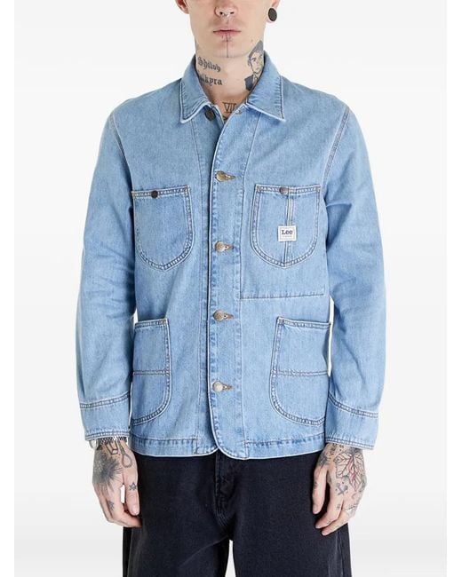Lee Jeans Blue Patch-Pocket Denim Jacket for men